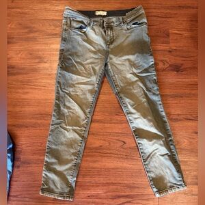 Free People Olive-Tone Cropped Skinny Jeans